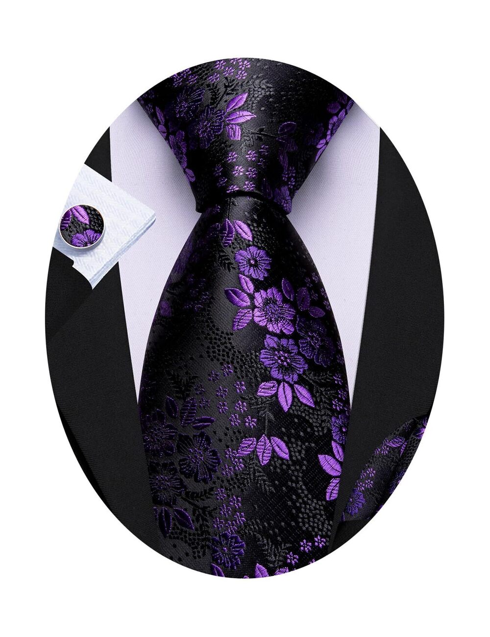 5717 Royal Purple Flower Ties Silk Woven Floral Tie Sets Necktie
